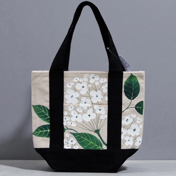 Hobby Lobby Handbags - Hand Painted Floral Canvas Tote Bag – White Hydrangea – Washable – One of a Kind